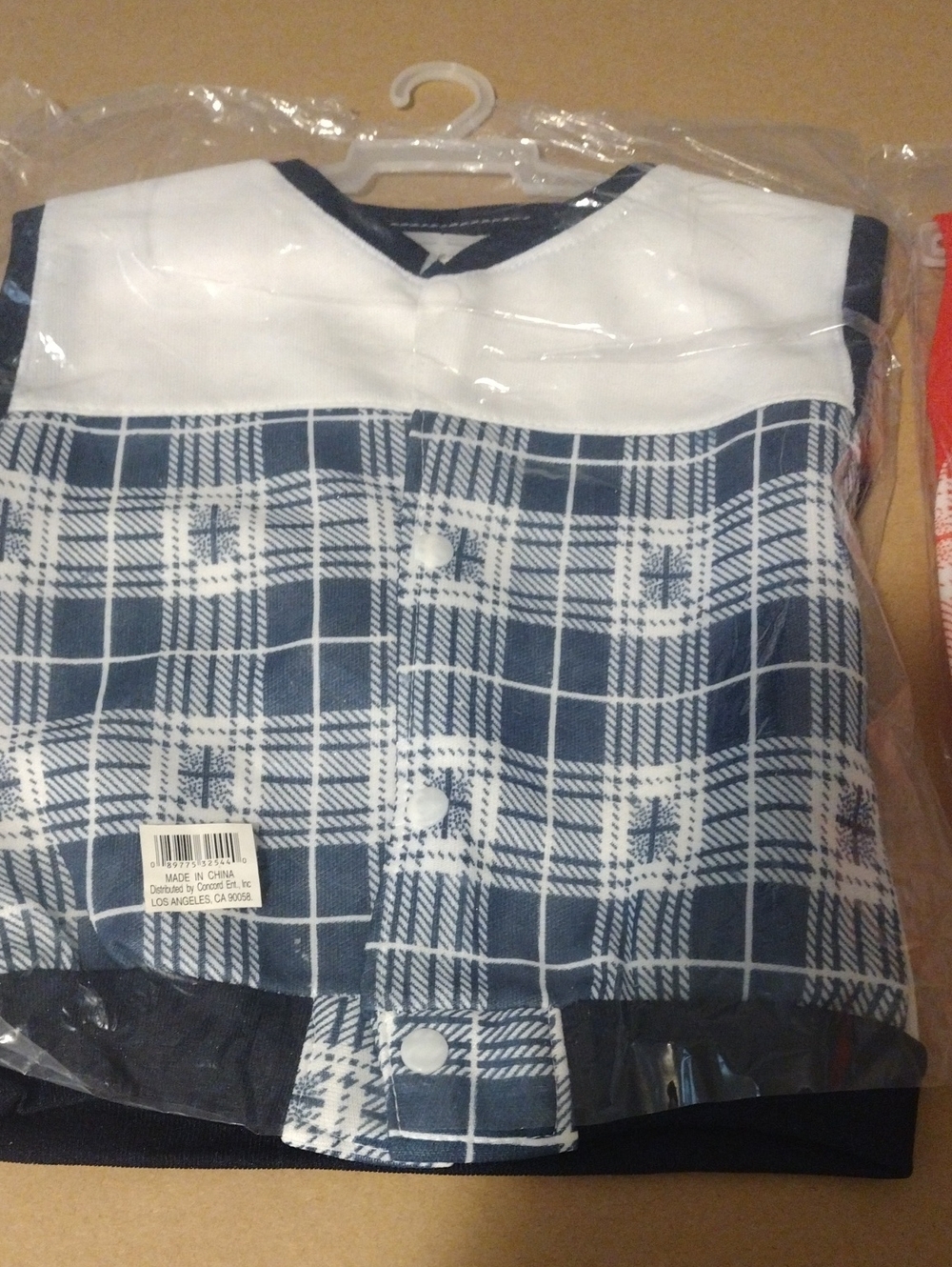 1Navy Plaid 1 Red 1 Brown Button-Front Kids Top - White Trim
